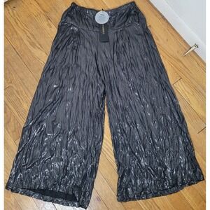 NWT Alembika Size 4 (12-14) Crinkle Wide Balloon-Leg Cropped Pants Lagenlook